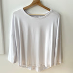 Bamboo white 3/4 sleeve t-shirt made in canada