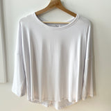 Bamboo white 3/4 sleeve t-shirt made in canada