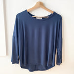 Bamboo navy 3/4 sleeve t-shirt made in canada