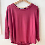 Bamboo cranberry red 3/4 sleeve t-shirt made in canada