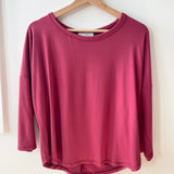 Bamboo cranberry red 3/4 sleeve t-shirt made in canada