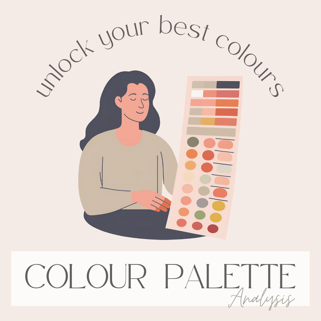 graphic of woman having her seasonal colour palette analyzed