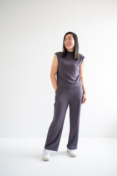 high waist wide leg pants for women in grey