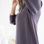 close up of grey sweater dress for women