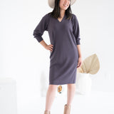 grey sweater dress for women with long sleeves