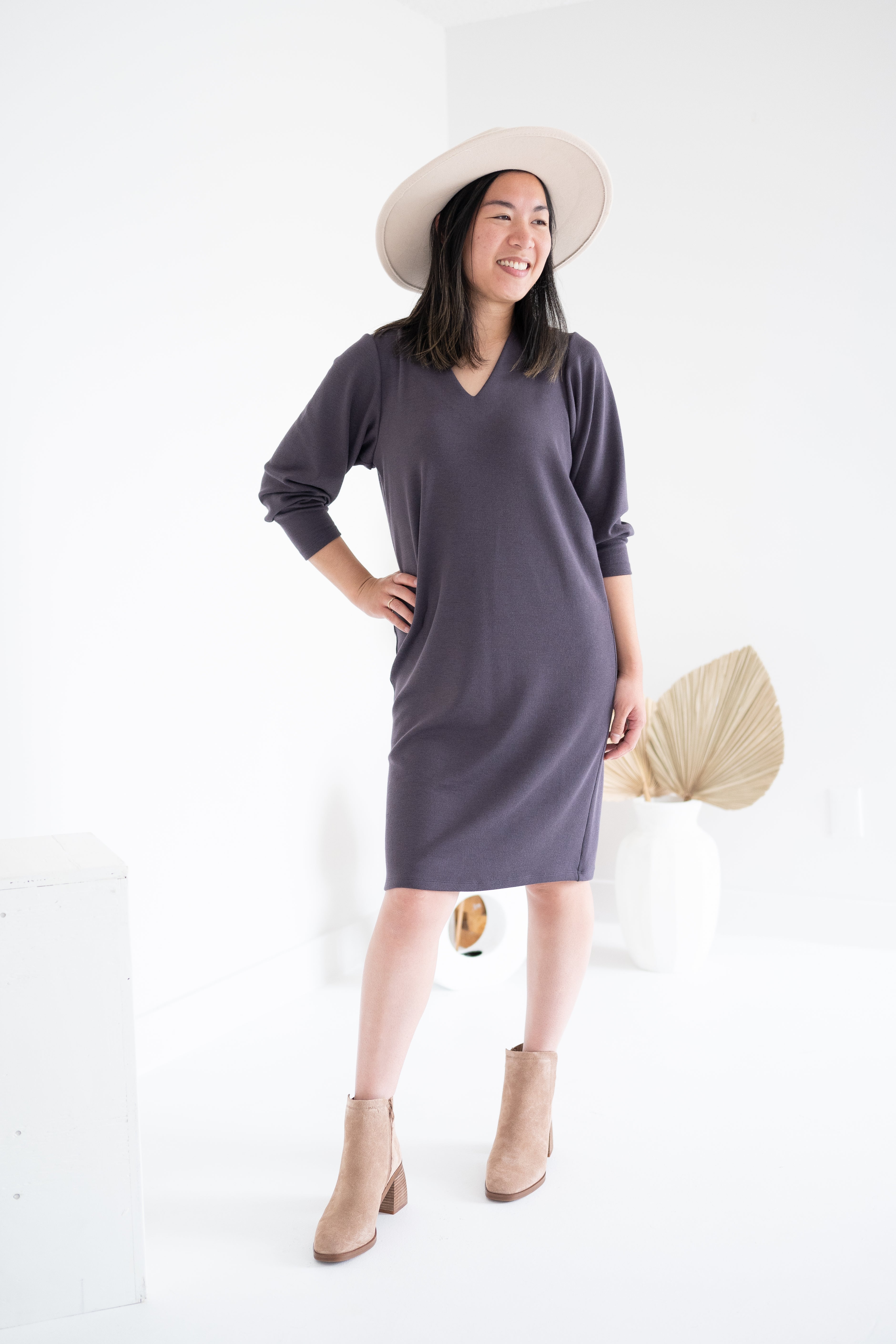 grey sweater dress for women with long sleeves