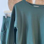 Close up of cotton and modal fleece loungewear set