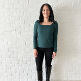 Tracey square neck long sleeve top in juniper