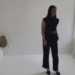 Video of black mockneck and black wide leg pants made in canada for women